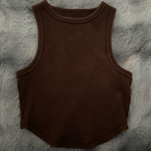Aerie Brown Fitted Crop Tank Top